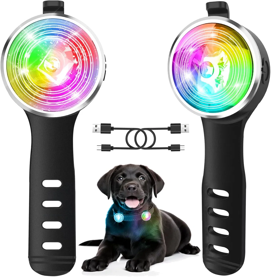 Zwei farbige LED-Blinklichter für Hundehalsbänder