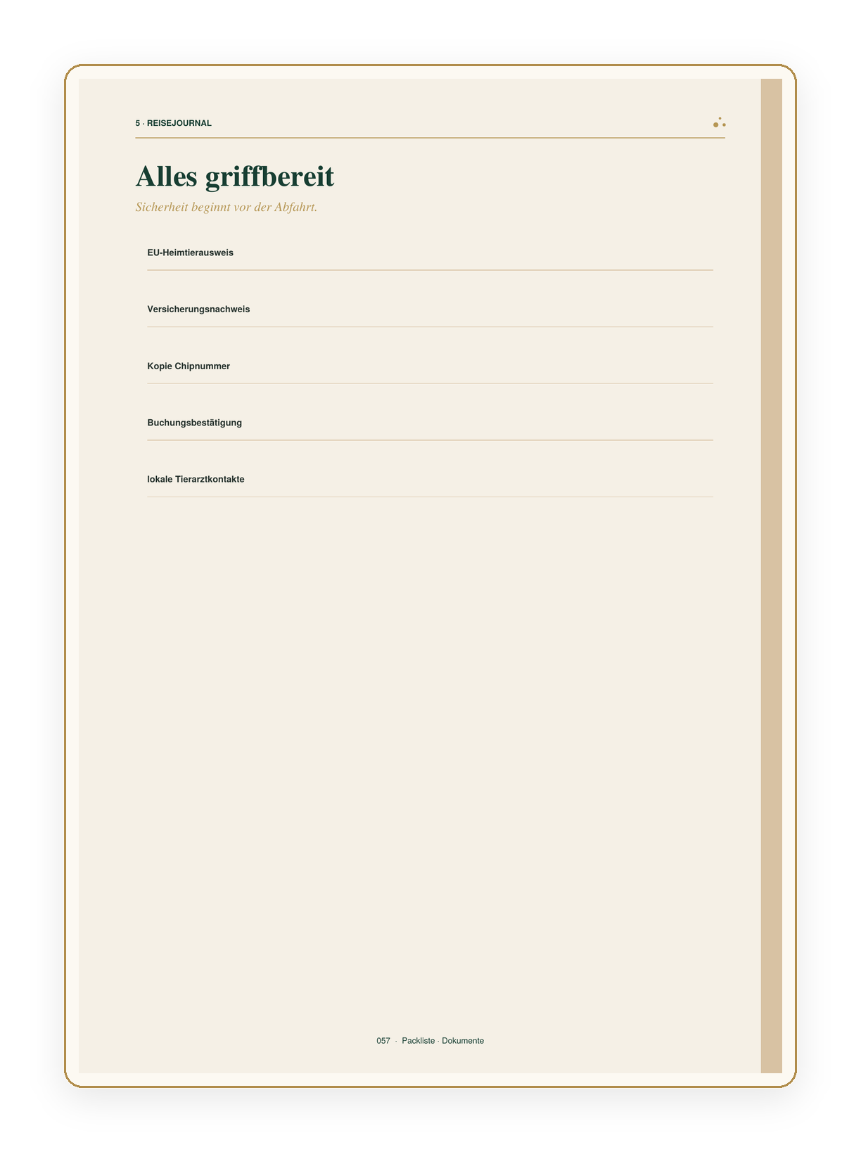Vorschau: Reisejournal-Checkliste des Luxury Journal